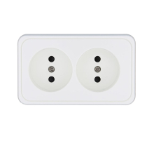 Розетка LK Studio двойная открытой установки без заземляющих контактов с защитными шторками (белый) 813604