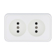 Розетка LK Studio двойная открытой установки без заземляющих контактов с защитными шторками (белый) 813604