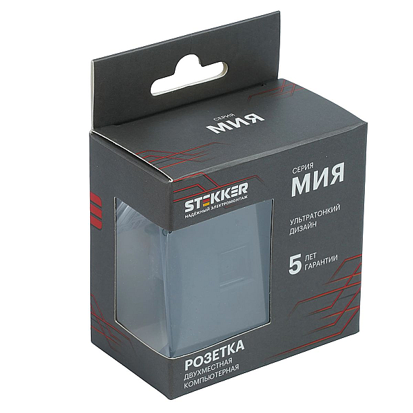 Розетка компьютерная 2-местная RJ-45 (механизм) Stekker Мия RST00-3111-05 черный бархат 50451
