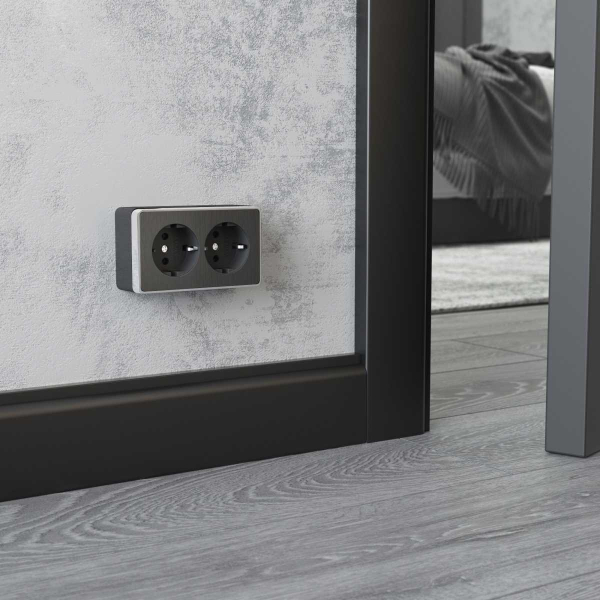 Розетка двойная с заземлением Werkel Gallant графит рифленый W5072104 4690389164675