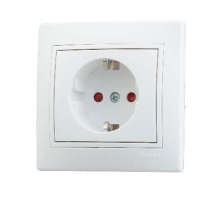 Розетка с защитой от детей Lezard Mira белая с бел. вст. 701-0202-124