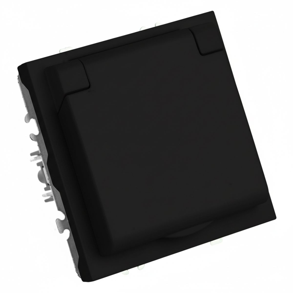 Розетка 1-местная с крышкой с защ. штор, STEKKER, с/з, 250В, 16А, серия Эмили, RST16-5112-05, черный уголь, soft touch 49855