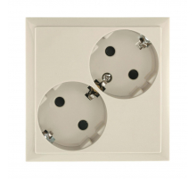 Розетка LK Studio двойная с з/к, со шторками (бежевый) LK60 863501-1