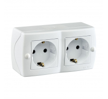 Розетка 2К+З двойная Mono Electric Octans IP20 16A 250V винтовое подключение белый 104-010107-120