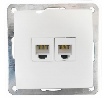 Розетка LK Studio телефонная двойная 2хRJ-11 с накладкой (белый) LK60 865604-1