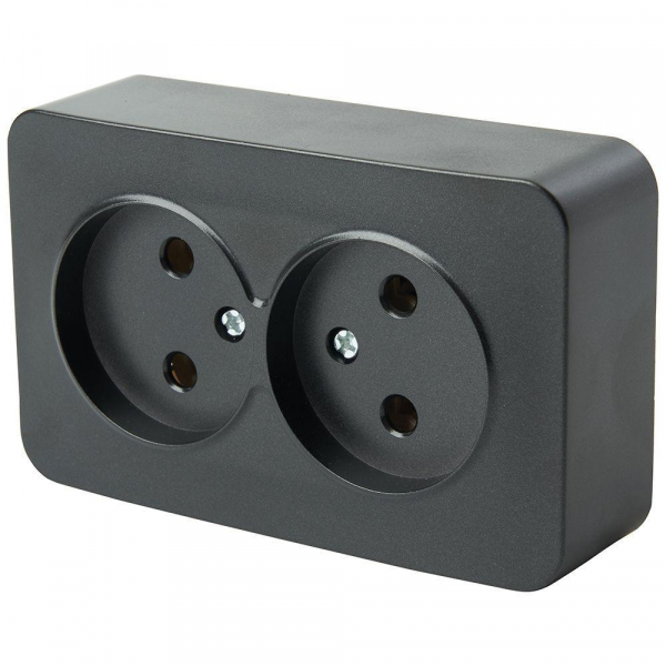 Розетка двойная 2P Stekker София черный матовый MST10-12-05 49496 Розетка двойная 2P Stekker София черный матовый MST10-12-05 49496