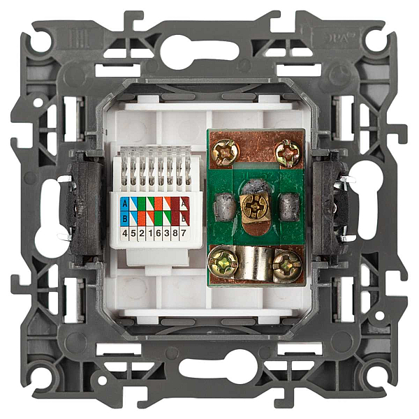 Розетка ЭРА Серия 12 12-3110-16 комбинированная RJ45+TV, титан Б0065646