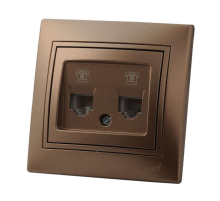 Розетка 2-ая телефонная евро Lezard Mira коричневая 701-3131-138
