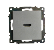 Розетка HDMI 2.1, Type A (механизм), STEKKER GLS00-7118-03, серия Катрин, серебро 50061