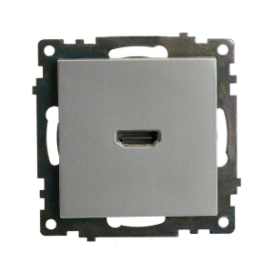 Розетка HDMI 2.1, Type A (механизм), STEKKER GLS00-7118-03, серия Катрин, серебро 50061