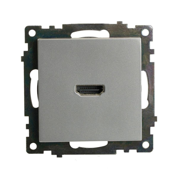 Розетка HDMI 2.1, Type A (механизм), STEKKER GLS00-7118-03, серия Катрин, серебро 50061