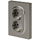 Розетка ЭРА Arktik 16-2105-07 двойная с заземлением 2X2P+E Schuko со шторками 16А-250В титан Б0070460