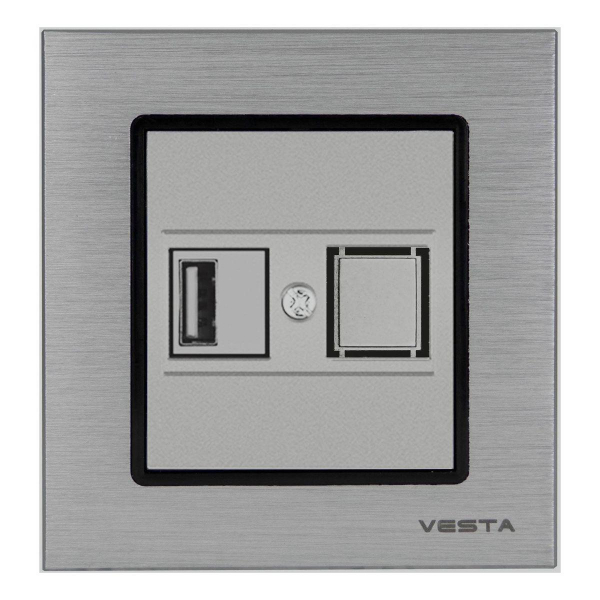 Розетка USB Vesta-Electric Exclusive Silver Metallic серебро FRZ00050501STA Розетка USB Vesta-Electric Exclusive Silver Metallic серебро FRZ00050501STA