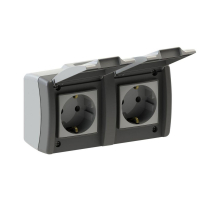 Розетка 2К+З двойная Mono Electric Octans IP54 16A 250V с крышкой винтовое подключение бело-серый 154-020007-120
