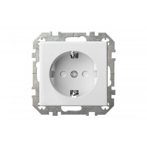Розетка 2P+E Liregus Epsilon со шторками белый 28-0163