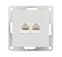 Розетка LK Studio компьютерная двойная 2хRJ-45 кат.5е с накладкой (серебристый металлик) LK80 846203-1
