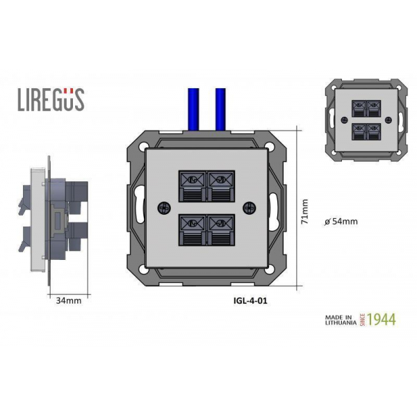 Аудиорозетка двойная Liregus Epsilon коричневый 28-1441 Аудиорозетка двойная Liregus Epsilon коричневый 28-1441