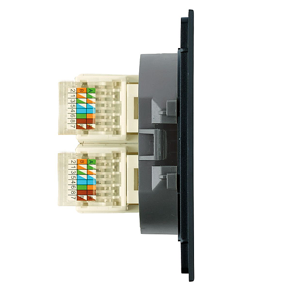 Розетка компьютерная 2-местная RJ-45 (механизм) Stekker Мия RST00-3111-05 черный бархат 50451