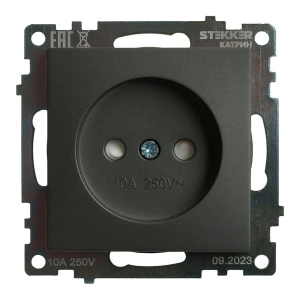 Розетка 2P Stekker Катрин со шторками графит GLS10-7109-06 49420