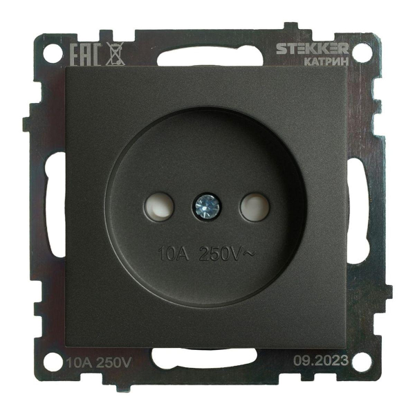 Розетка 2P Stekker Катрин со шторками графит GLS10-7109-06 49420