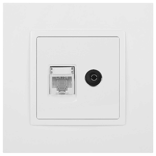 Розетка ЭРА Elegance 14-3110-01М RJ45+TV, белый матовый Б0065767