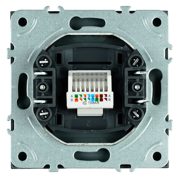 Розетка компьютерная 1-местная RJ-45 (механизм), STEKKER, серия Эмили, RST00-5117-05, черный уголь, soft touch 49847