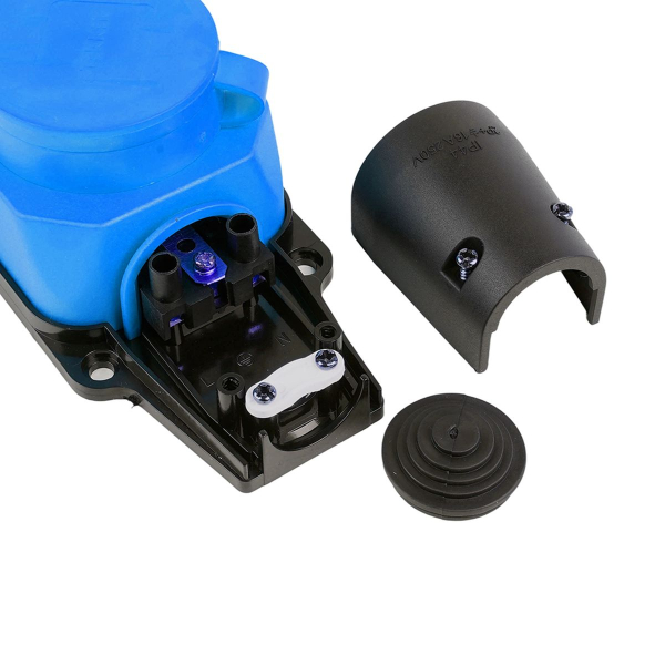 Розетка переносная тройная 2P+PE Stekker Одри с крышкой синий RST16-23-44-4 49403