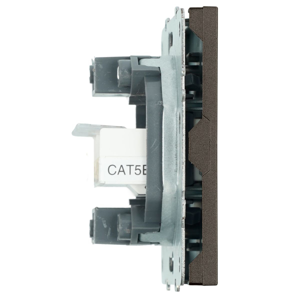 Розетка компьютерная 2-местная RJ-45 (механизм), Stekker Эмили, RST00-5111-09, антрацит, soft touch 49926