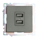 Розетка 2хUSB Stekker Катрин графит GLS10-7115-06 49422