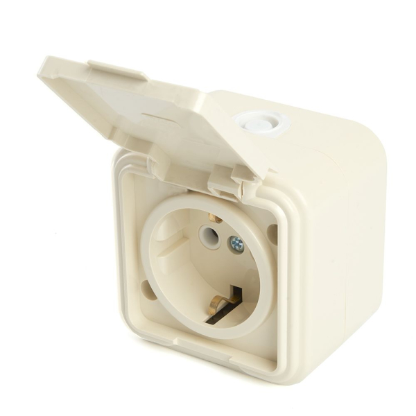 Розетка 2P+PE Stekker Брест с крышкой слоновая кость PST16-21-44 49058