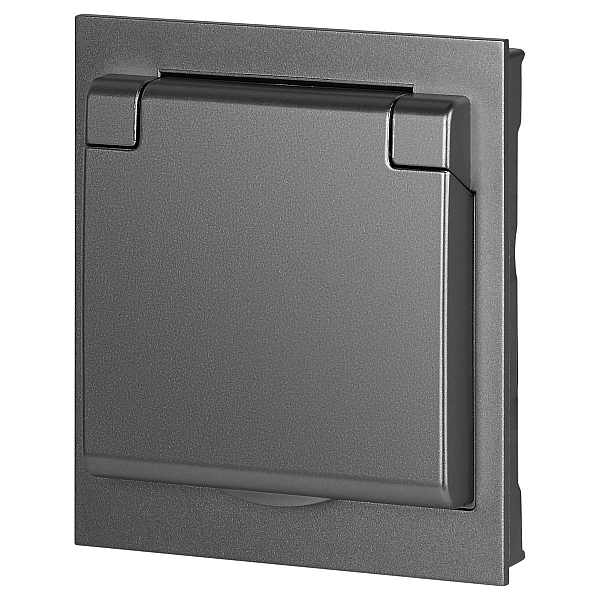 Розетка ЭРА Arktik 16-2103-06 с заземлением 2P+E Schuko со шторками с крышкой 16А-250В графит Б0070439