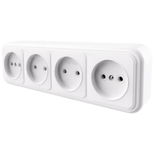 Розетка четырехместная 2P Stekker Брест белый PST16-60-20 39701