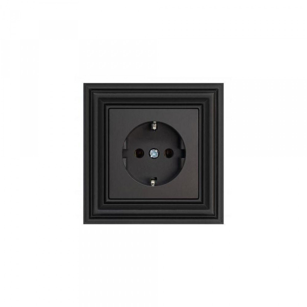 Розетка 2P+E Liregus Retro со шторками черный матовый 29-222 Розетка 2P+E Liregus Retro со шторками черный матовый 29-222