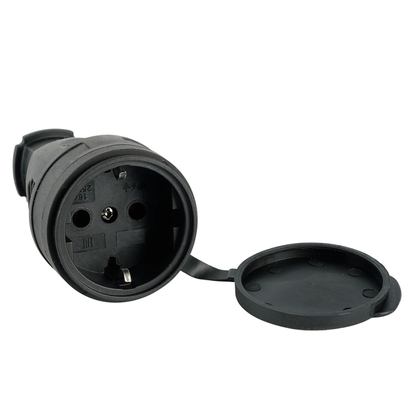 Розетка переносная 2P+PE Stekker Одри с крышкой черный RST16-21-44 32751