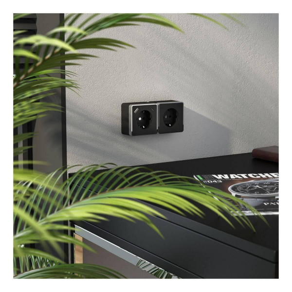 Розетка с заземлением, шторками и USB тип A+C Werkel Gallant чёрный хром W5071735 4690389179655 Розетка с заземлением, шторками и USB тип A+C Werkel Gallant чёрный хром W5071735 4690389179655
