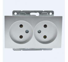 Розетка 2К двойная Mono Electric Despina/ Larissa 16A 250V винтовое подключение серебро 500-002105-121