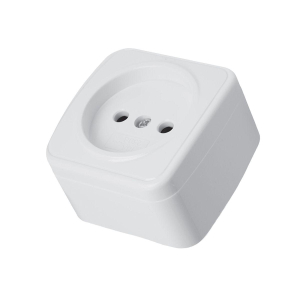 Розетка накладная 1-местная б/з Stekker, PST10-501-20, пластик АВS, 250В, 16А, IP20 Basic, белый 50074