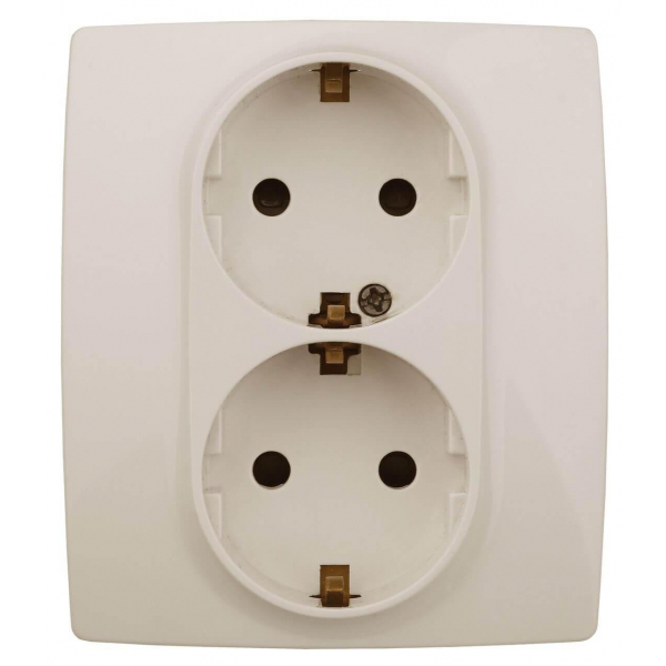 Розетка ЭРА 12 2x2P E Schuko со шторками 16A 250V 12-2104-02 Б0014700 Розетка ЭРА 12 2x2P E Schuko со шторками 16A 250V 12-2104-02 Б0014700