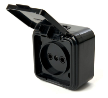 Розетка 2P Stekker Брест с крышкой черный PST16-20-44 39692