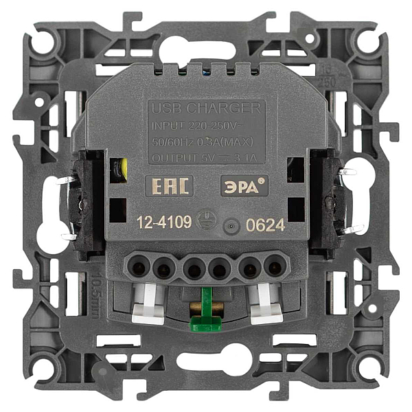 Розетка ЭРА Серия 12 12-4109-01М 2P+E 16A-250В штор. с 2xUSB 5В-3А белый матовый Б0065728