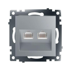 Розетка компьютерная 2-местная RJ-45 (механизм) Stekker GLS00-7109-03 Катрин, серебро 50005