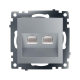 Розетка компьютерная 2-местная RJ-45 (механизм) Stekker GLS00-7109-03 Катрин, серебро 50005