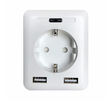 Розетка Wi-Fi 2К+З 2хUSB IMEX 16A белая SML-221 WH