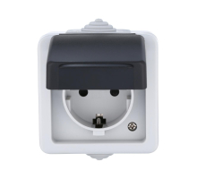 Розетка LK Studio одинарная с з/к, EF600G, 16A (серый) 80007