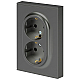Розетка ЭРА Arktik 16-2105-06 двойная с заземлением 2X2P+E Schuko со шторками 16А-250В графит Б0070459