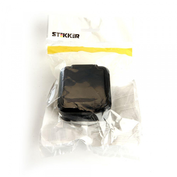 Розетка 2P Stekker Брест с крышкой черный PST16-20-44 39692 Розетка 2P Stekker Брест с крышкой черный PST16-20-44 39692