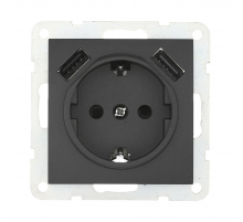 Розетка LK Studio с з/к + 2хUSB разъема, 2А (черный бархат) LK60 868008-1