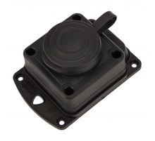 Розетка каучуковая 1 гнездо с крышкой черная, с/3, 16А, IP44, PROconnect 111-111-4