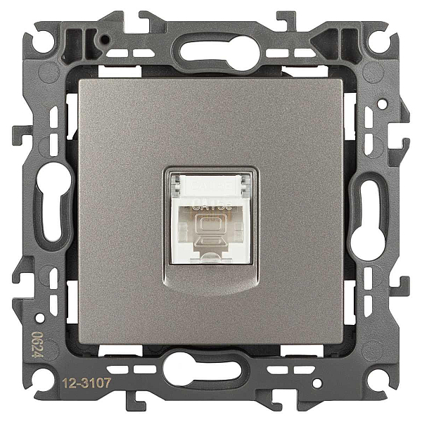 Розетка ЭРА Серия 12 12-3107-16 информационная RJ45 титан Б0065716