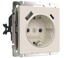 Розетка с заземлением, шторками и USB тип A+C Werkel айвори матовый W1171762 4690389213274